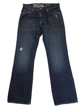 Old Navy Premium Denim Bootcut Jeans Mens 32x34 Fits 33L Dark Wash Distressed Y2